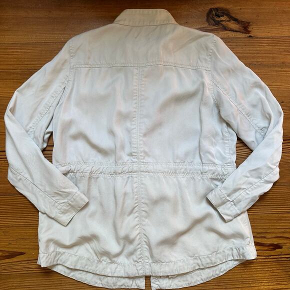LOFT cream long sleeve full zip snap utility jacket SIZE M - Picture 7 of 7